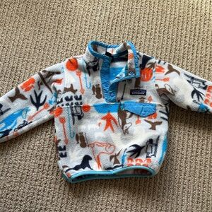 Patagonia Kids Patterned Fleece Pullover - Blue and Orange
